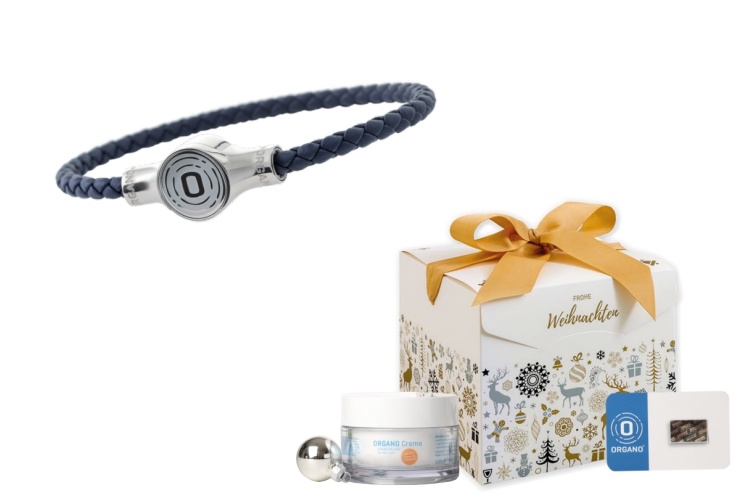 ORGANO Weihnachtsset – Click-Armband edelstahl/blau