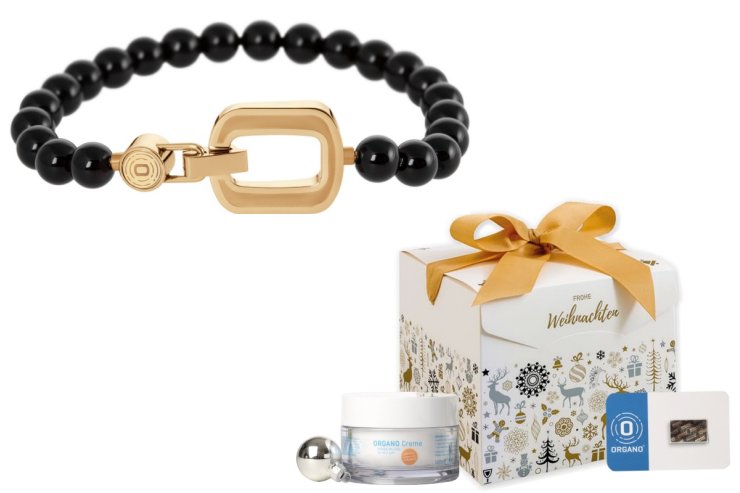 ORGANO Weihnachtsset – Onyx-Armband gold