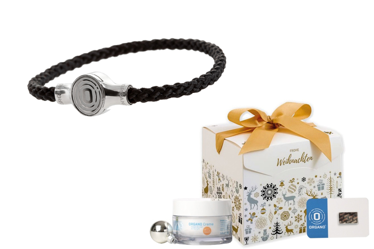 ORGANO Weihnachtsset – Click-Armband Edelstahl/Tauwerk schwarz