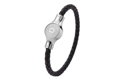 ORGANO Vital Komfort-Click-Armband  Edelstahl/Leder schwarz
