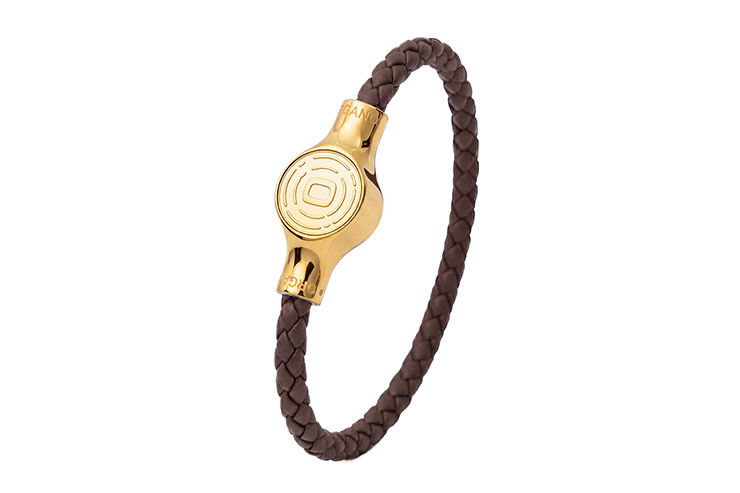 ORGANO Vital Komfort-Click-Armband Gold/Leder braun